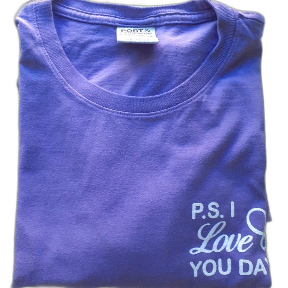 Port & Company 100%Cotton Lilac Graphic Tee P.S. I Love You Day 2024 2XL NWOT